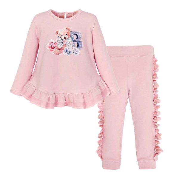 Picture of Balloon Chic Girls Pink Bear Frill Tracksuit