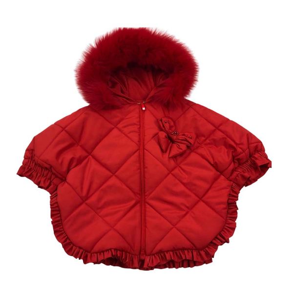 Picture of Bimbalo Girls Red Fur Cape Coat