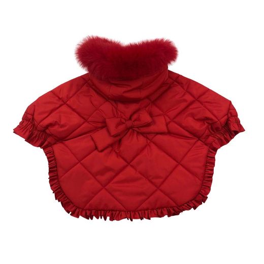 Picture of Bimbalo Girls Red Fur Cape Coat
