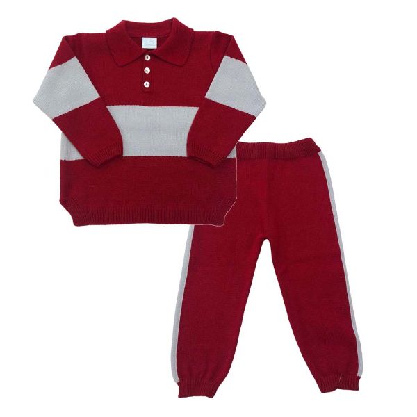 Picture of Granlei Boys Red & Grey Knitted Polo Set