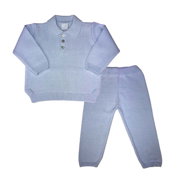 Picture of Granlei Boys Pale Blue Knitted Polo Set