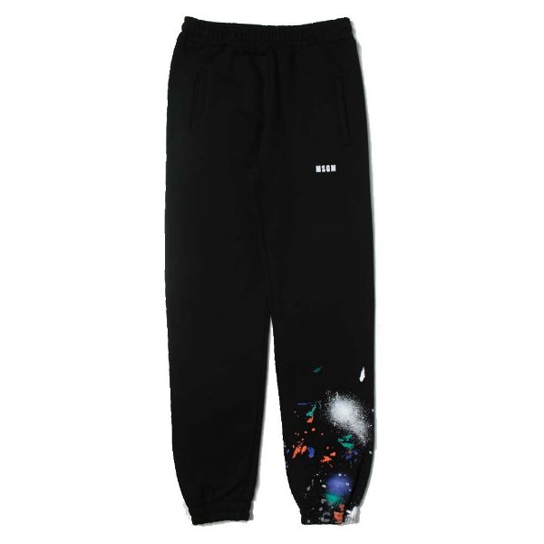 Picture of MSGM Boys Black Graffiti Joggers