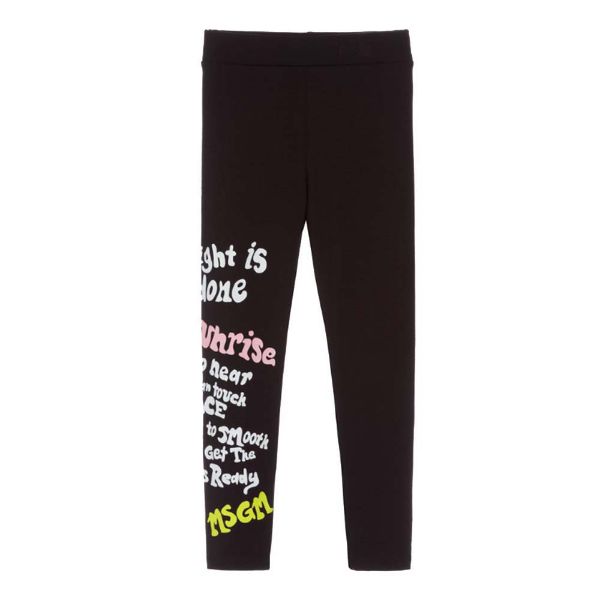 Picture of MSGM Girls Black Graffiti Logo Leggings