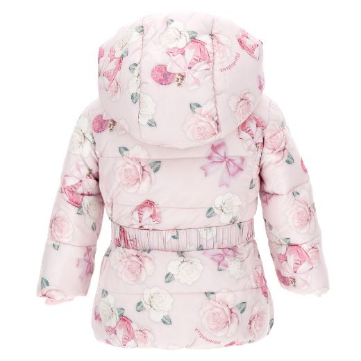 Picture of Monnalisa Baby Girls Pink Rose Print Coat