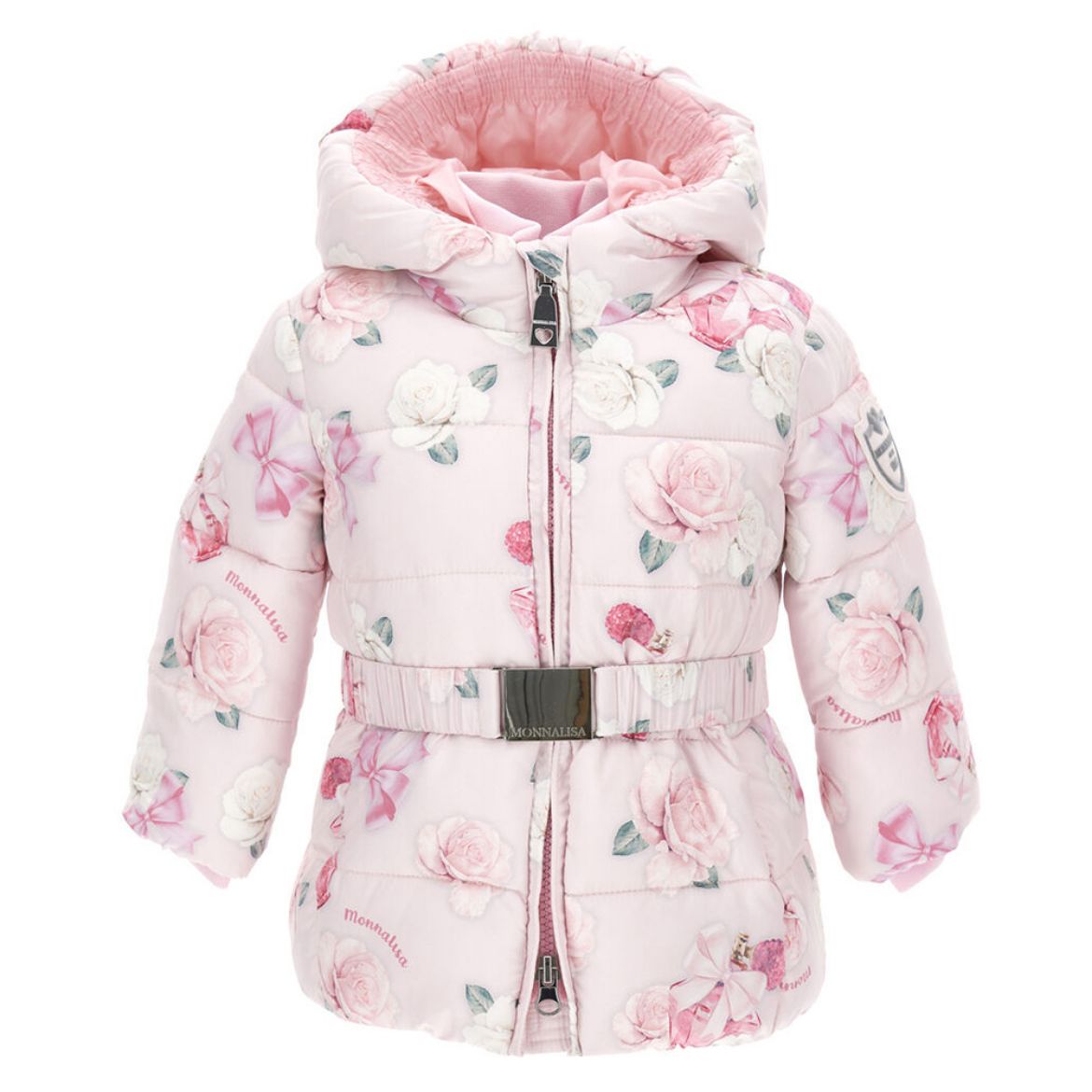 Picture of Monnalisa Baby Girls Pink Rose Print Coat