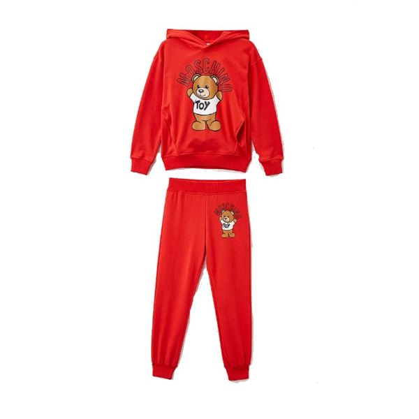 Picture of Moschino Boys Red Teddy Hoody Tracksuit