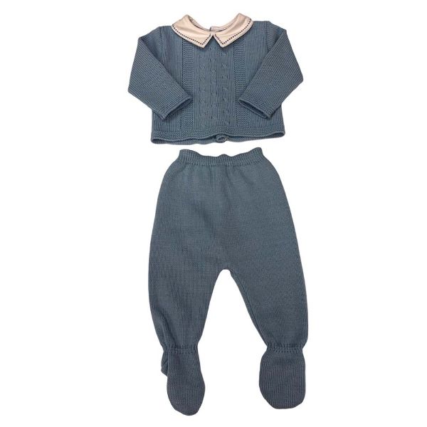 Picture of Sardon Baby Boys Dark Blue & White Detailed Collar Set