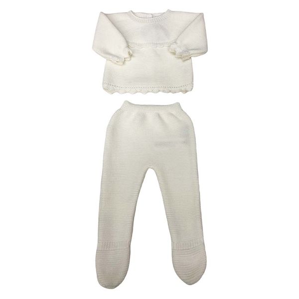 Picture of Sardon Baby Unisex Cream Knitted Pants Set