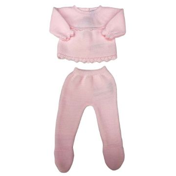 Baby Girls Pink & Ivory 2pc knit pants set  Made in Italy