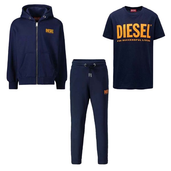 Picture of Diesel Boys Navy & Orange 3 Piece Tracksuit