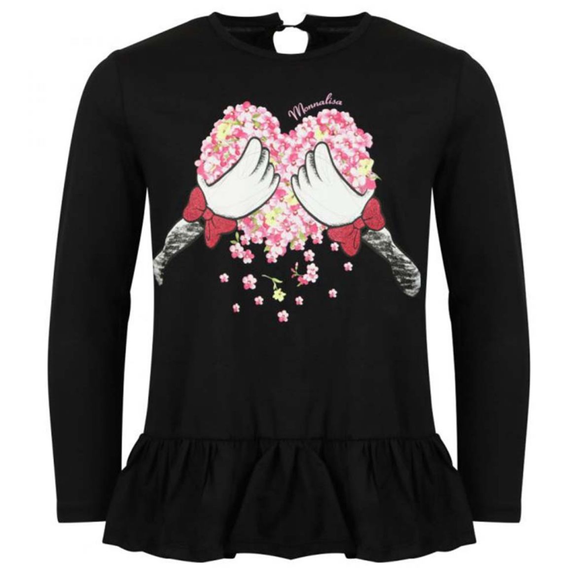 Picture of Monnalisa Girls Black Tunic Top With Heart Detail