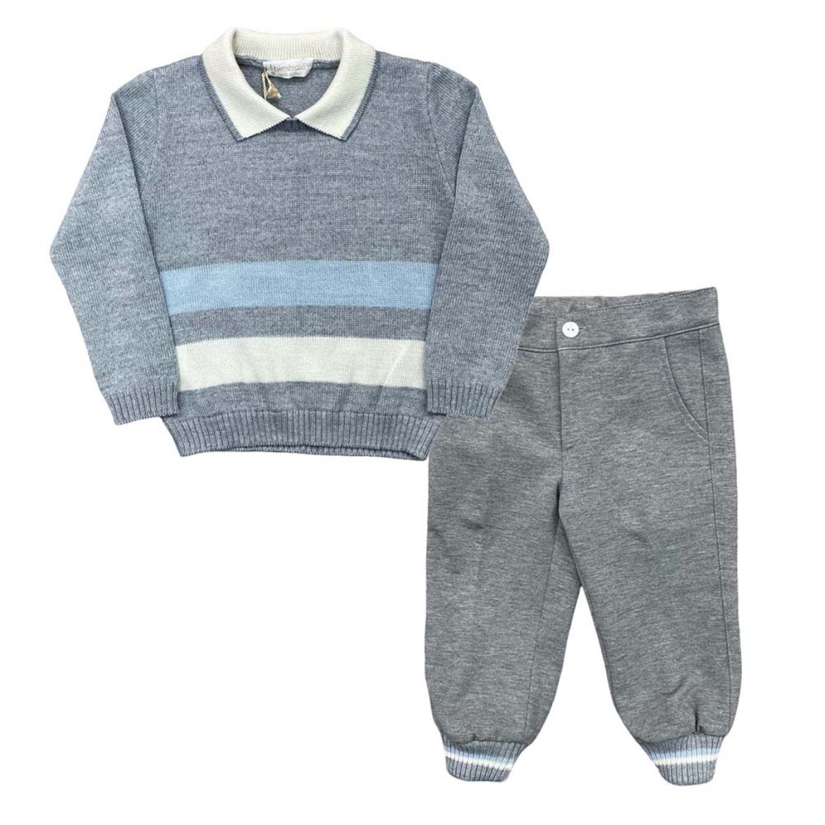 Bimbalo Boys Grey 2 Piece Set. Melanie Louise Childrens Designer Wear