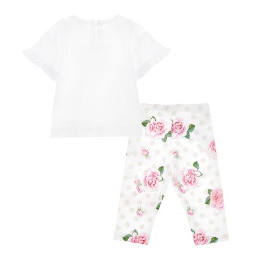 Picture of Monnalisa Baby Girls White Rose Leggings Set