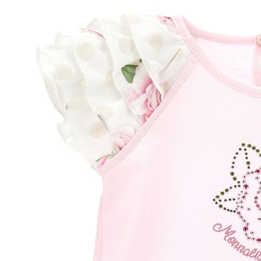 Picture of Monnalisa Baby Girls Pink Rose 3 Piece Short Set