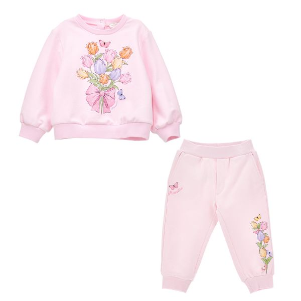 Picture of Monnalisa Baby Girls Pink Flower Tracksuit