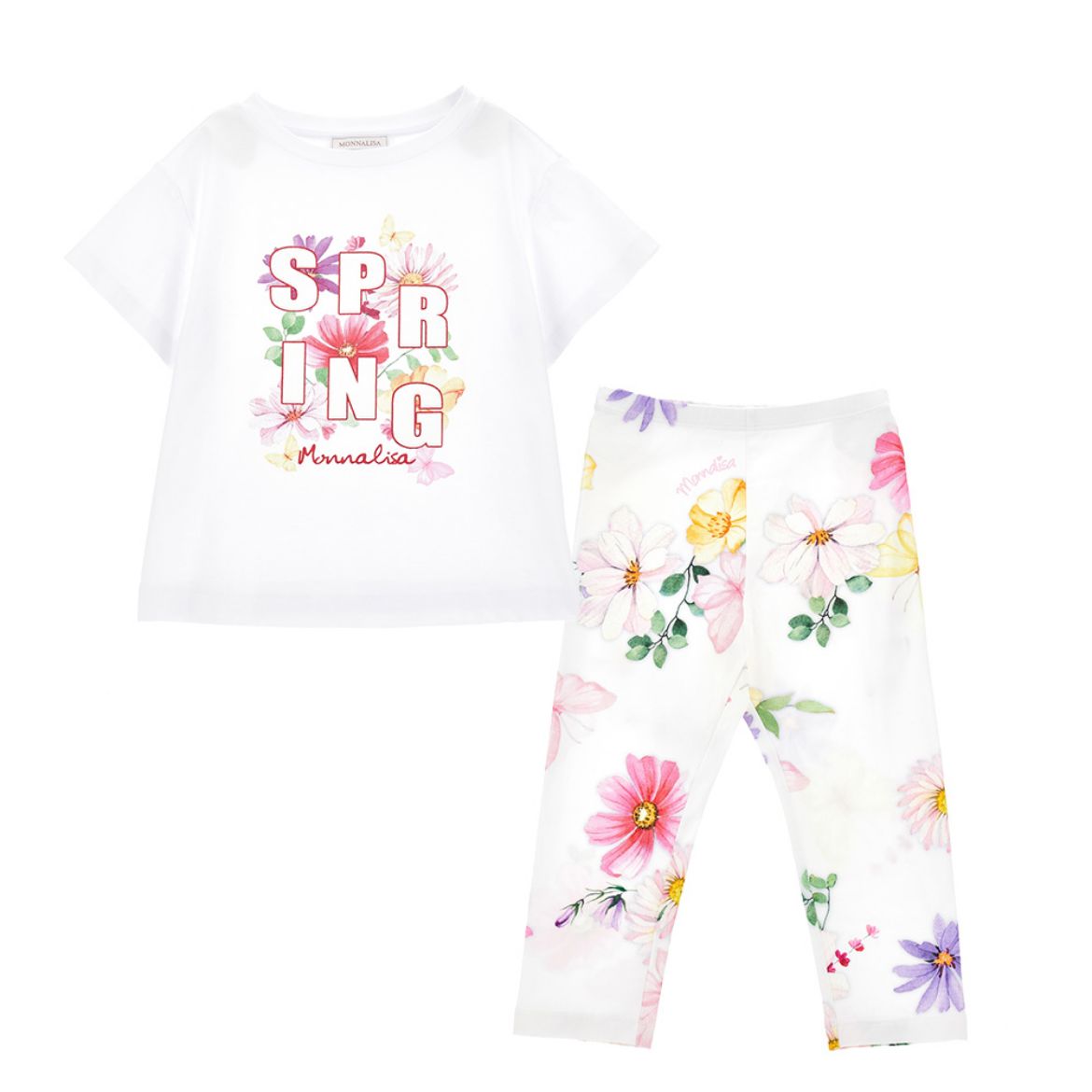 Picture of Monnalisa Girls White Flower Leggings Set