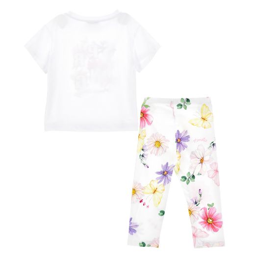 Picture of Monnalisa Girls White Flower Leggings Set