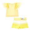 Picture of Monnalisa Girls Yellow T-Shirt with Tulle Sleeve