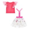 Picture of Monnalisa Girls Pink Tulle Top with Flower Print Dress