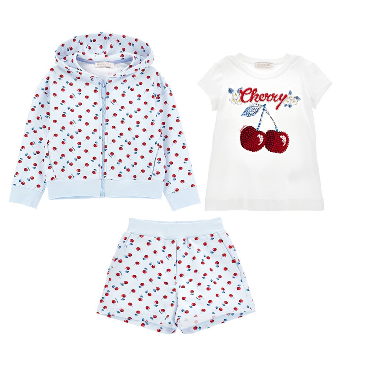 Picture of Monnalisa Girls Blue Cherry Short Set