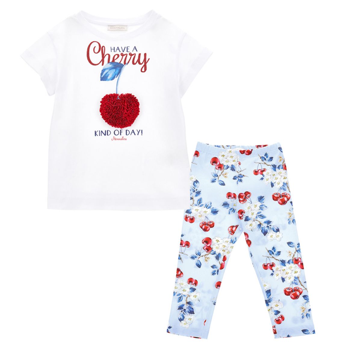 Picture of Monnalisa Girls Blue Cherry Leggings Set