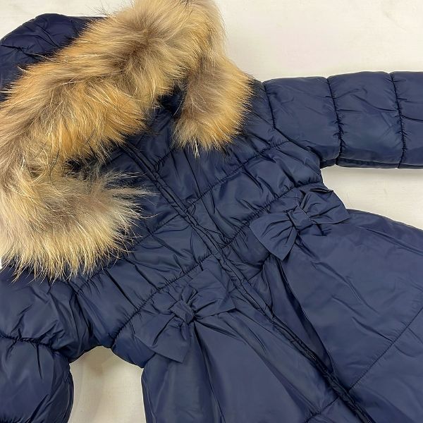 Picture of Bufi Girls Navy Coat with Fur Hood