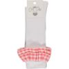 Picture of A Dee Girls 'Yelena' White & Coral Frill Knee High Socks