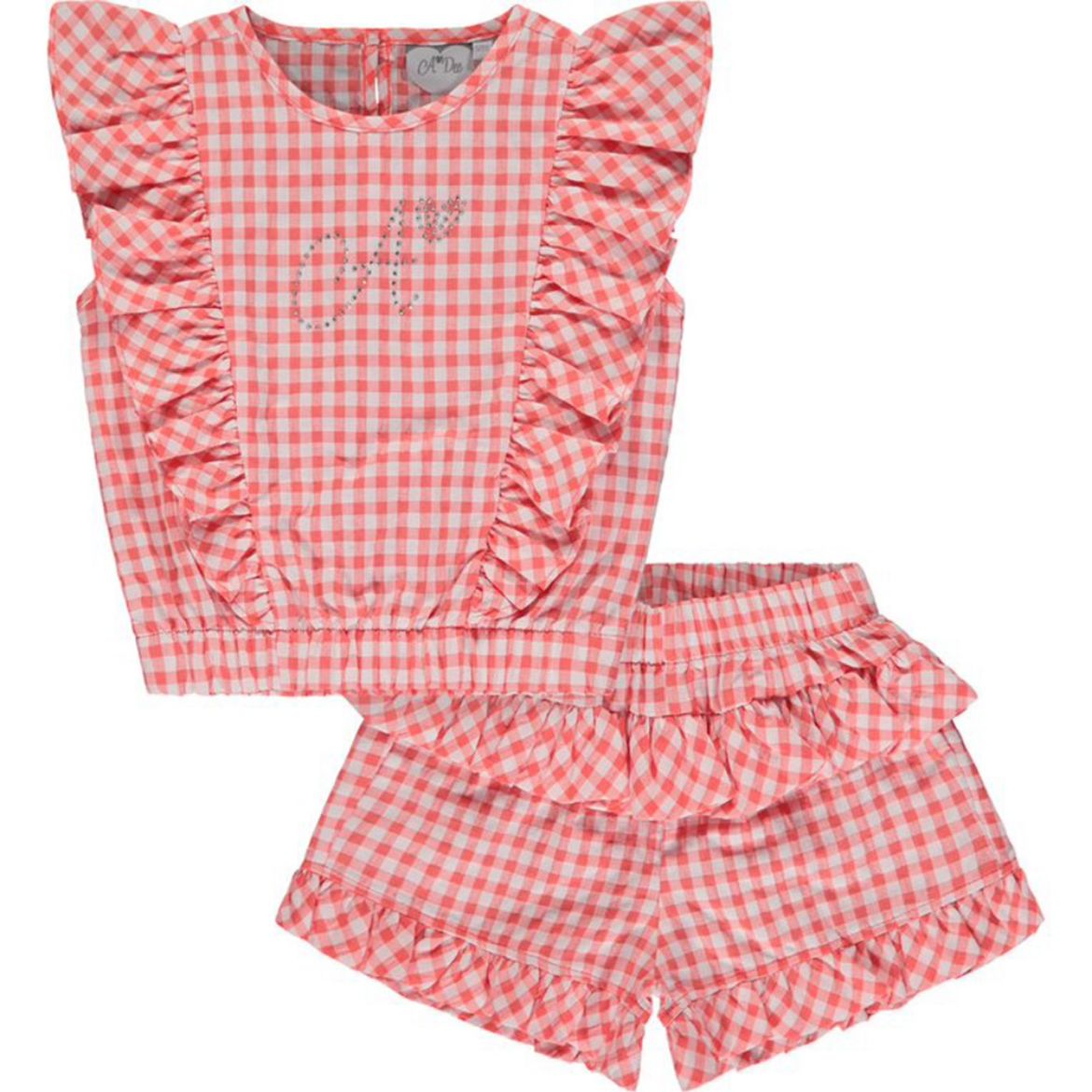 Picture of A Dee Girls 'Yvette' White Check Short Set