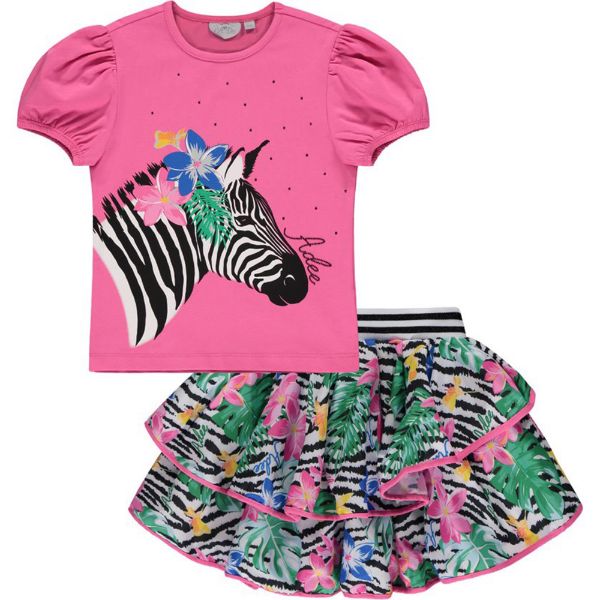 Picture of A Dee Girls 'Whitney' Pink Tropical Skirt Set