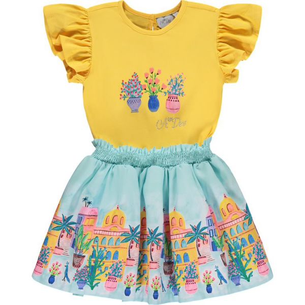 Picture of A Dee Girls 'Uliana' Yellow & Aqua Floral Dress