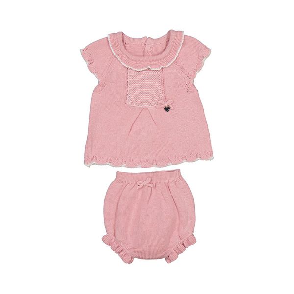 Picture of Mayoral Baby Girls Pink Two Piece Knitted Bloomer Set