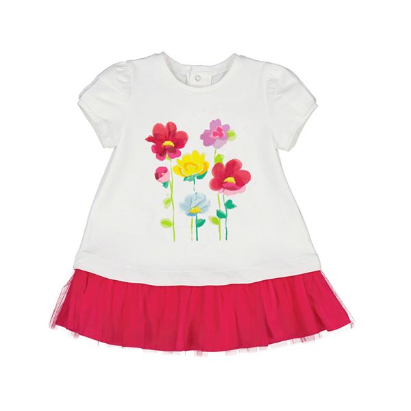 Picture of Mayoral Baby Girls White 'Flower' Tulle Dress