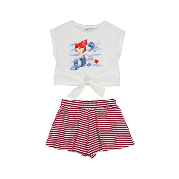 Picture of Mayoral Girls White & Red 'Mermaid' Short Set