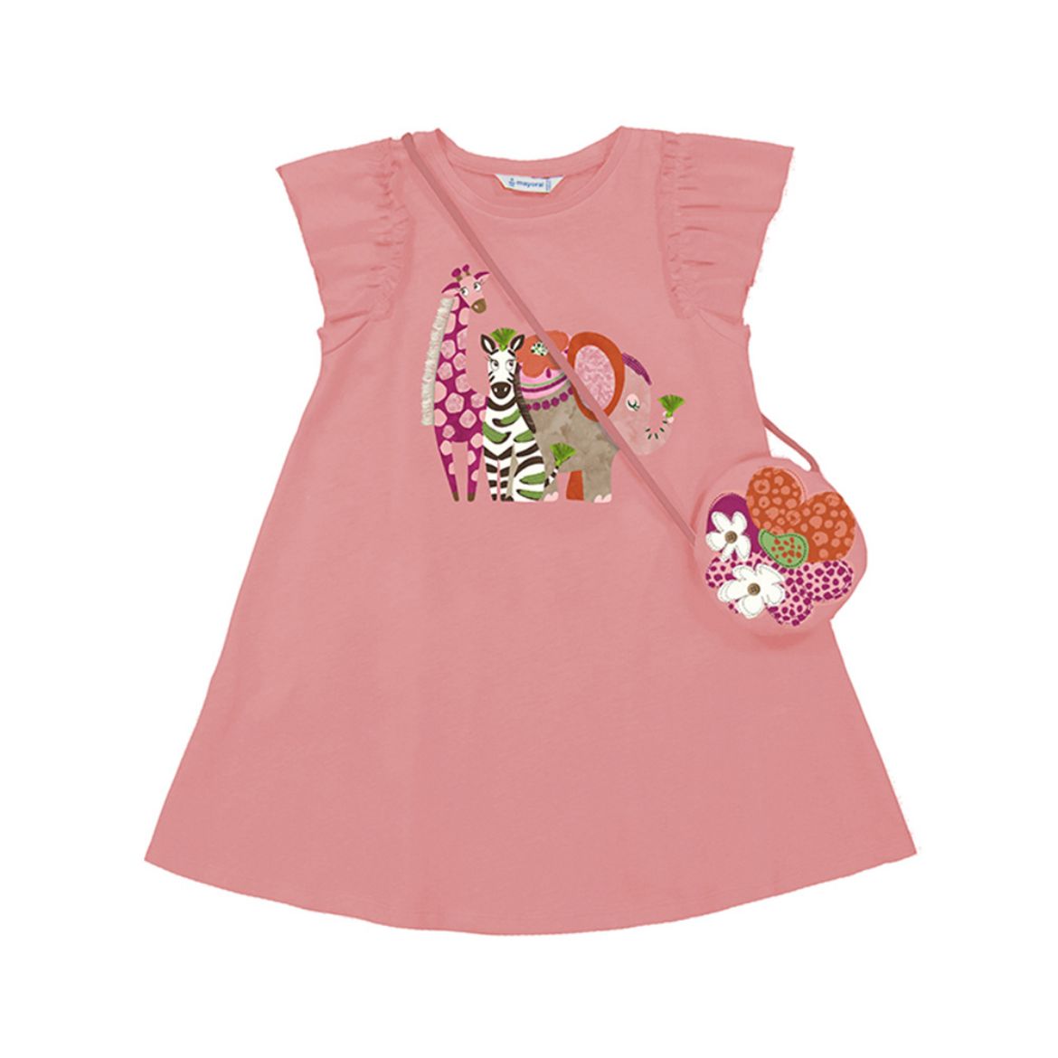 Picture of Mayoral Girls Pink Dress With Bag