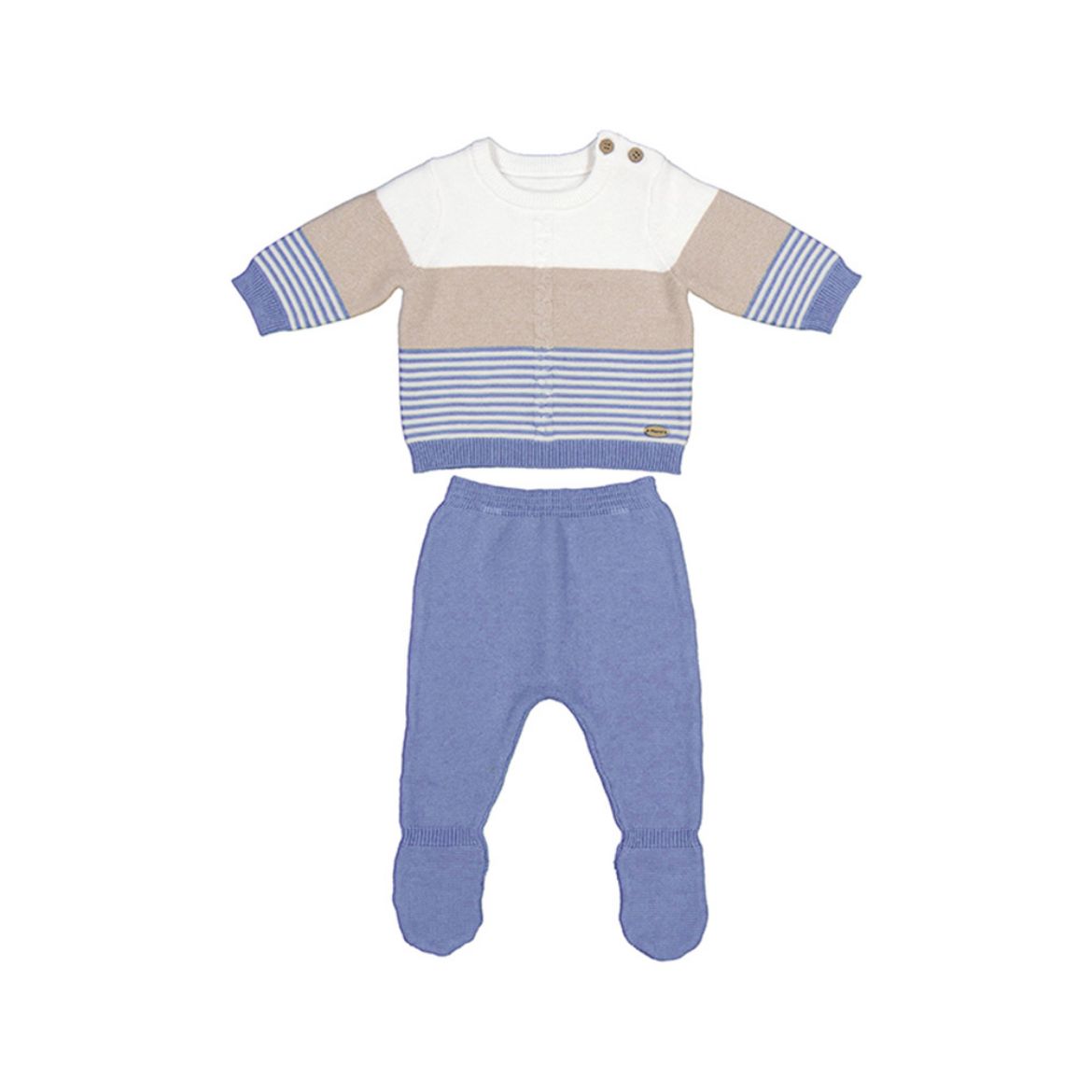 Picture of Mayoral Baby Boys Blue Knitted Pant Set