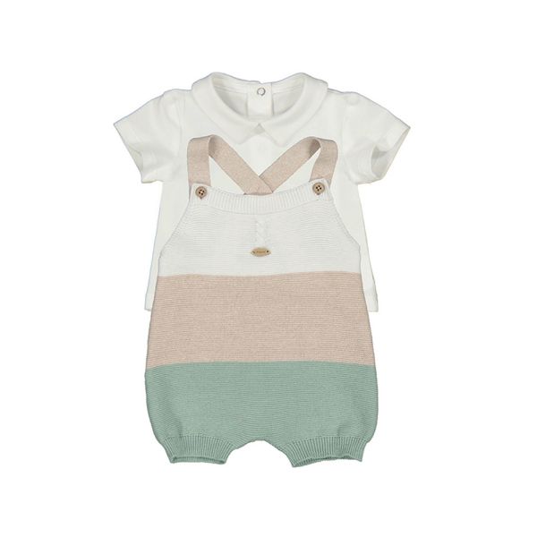 Picture of Mayoral Baby Boys Mint Knitted Dungaree Set