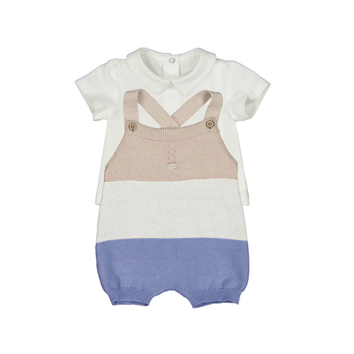 Picture of Mayoral Baby Boys Blue Knitted Dungaree Set