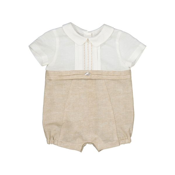 Picture of Mayoral Baby Boys Beige Linen Romper