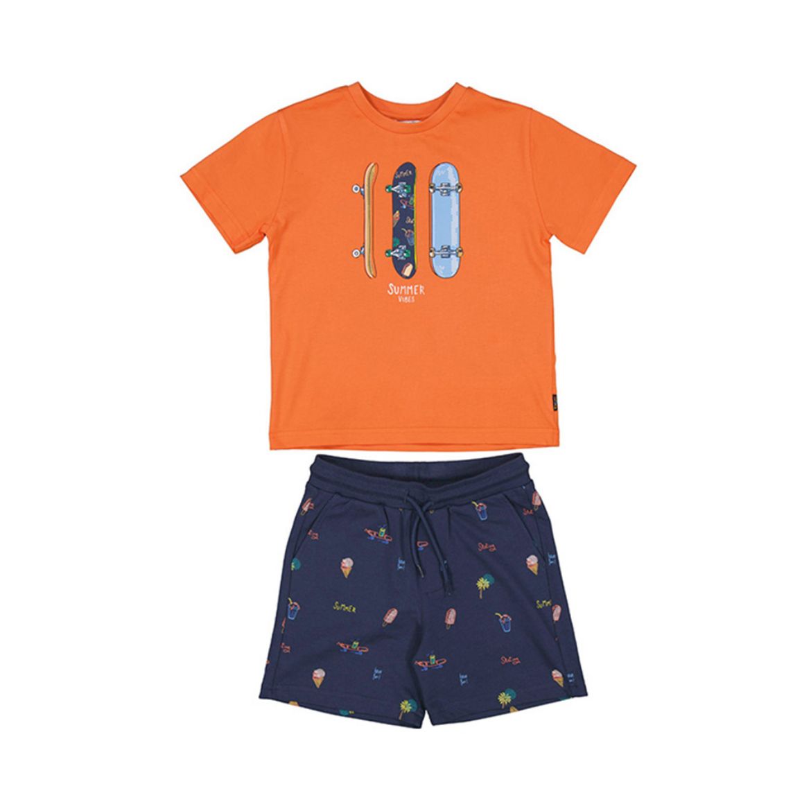 Picture of Mayoral Boys Orange & Navy Short Set