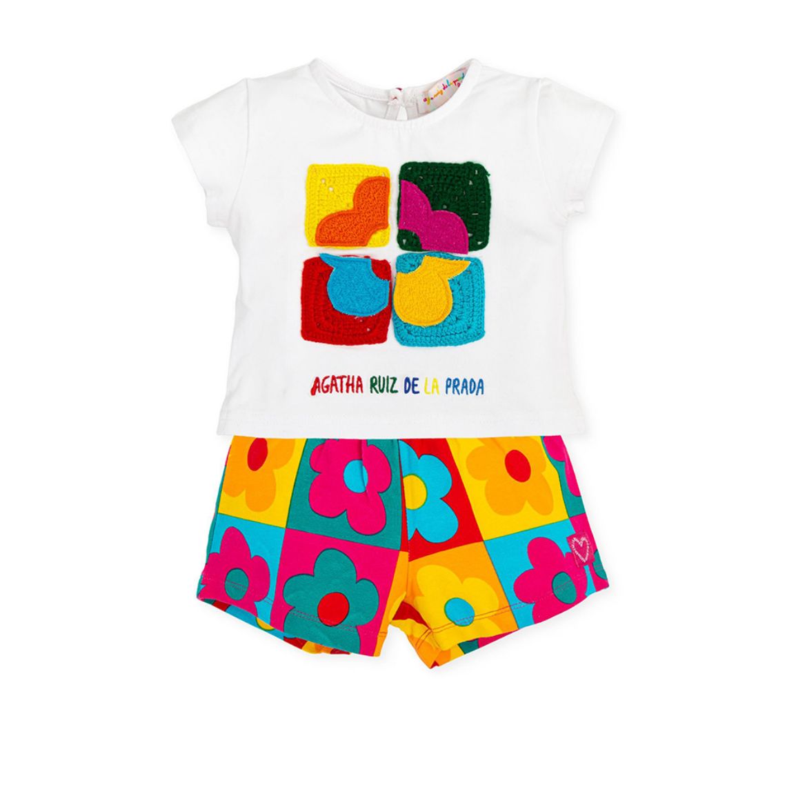 Picture of Agatha Girls White & Multicolour Flower Short Set