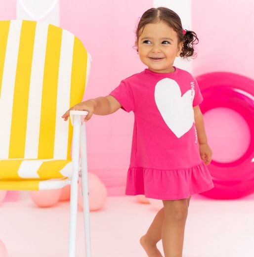 Picture of Agatha Girls Fuchsia Pink Heart Dress