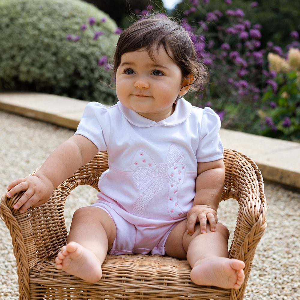 Emile Et Rose Baby Girls 'Darcy' Pink & White Bow Romper. Melanie