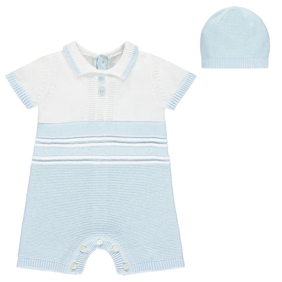 Picture of Emile Et Rose Baby Boys 'Dean' Blue Knit Romper & Hat