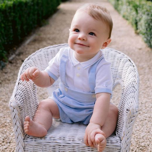 Picture of Emile Et Rose Baby Boys 'Devon' Blue & White Romper