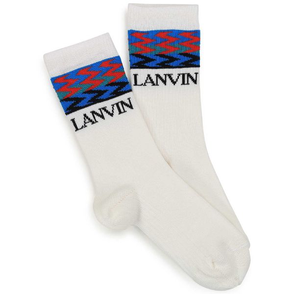 Picture of Lanvin Boys White Logo Socks