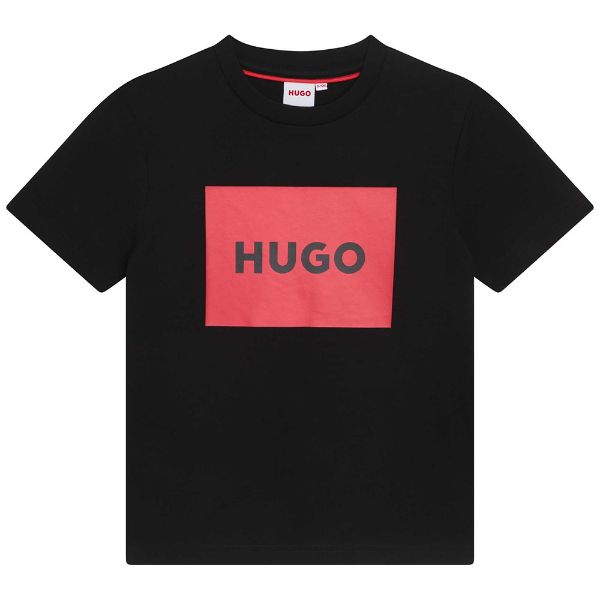 Picture of Hugo Boys Black Big Logo T-shirt