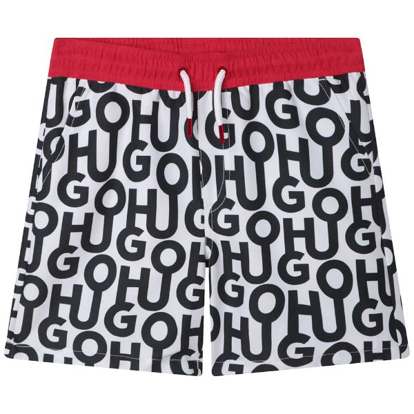 Picture of Hugo Boys Black & White Swim Shorts