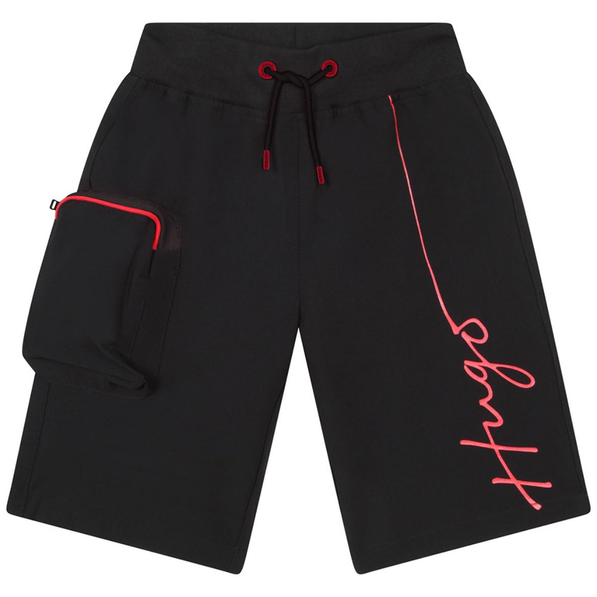 Picture of Hugo Boys Black & Red Signature Shorts