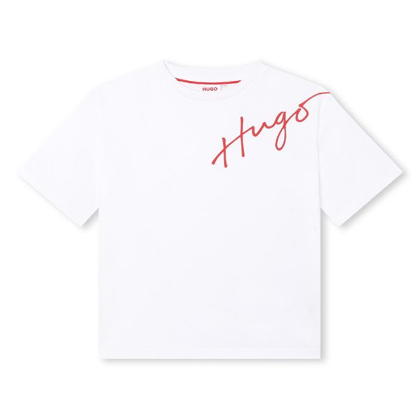 Picture of Hugo Boys White & Red Signature T-shirt