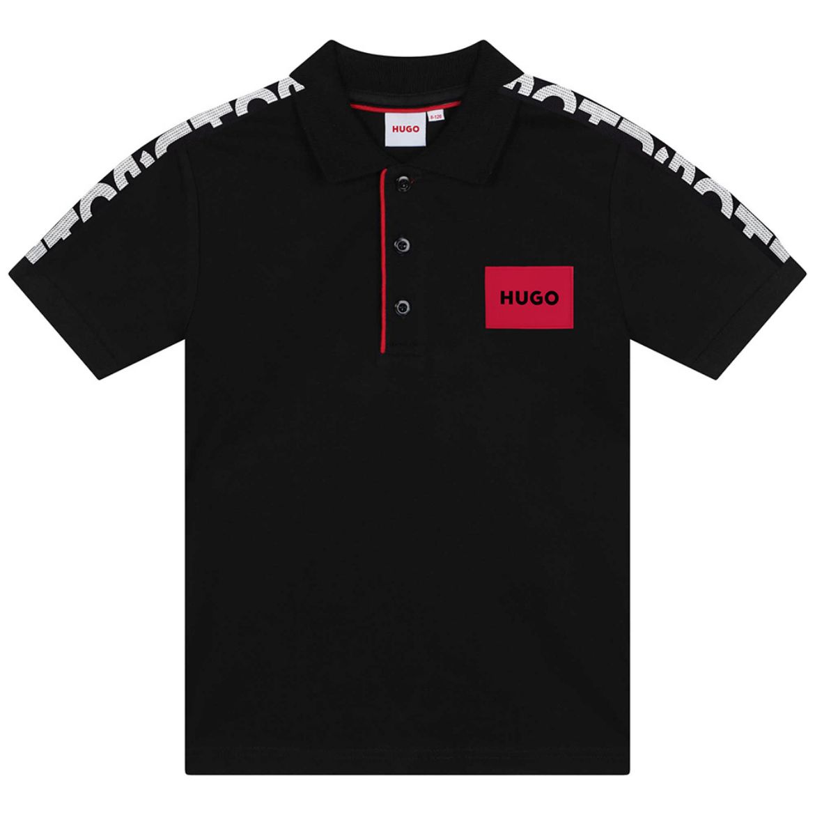 Picture of Hugo Boys Black & White Printed Polo